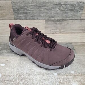 Oboz Sypes Low B-Dry Womens Hiking Shoes Sz 7 Peppercorn Leather Waterproof Boot